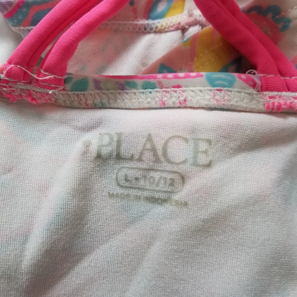 Children's Place Pink/White Kids Butterfly Tankini Set 3 Piece Girls Large 10/12